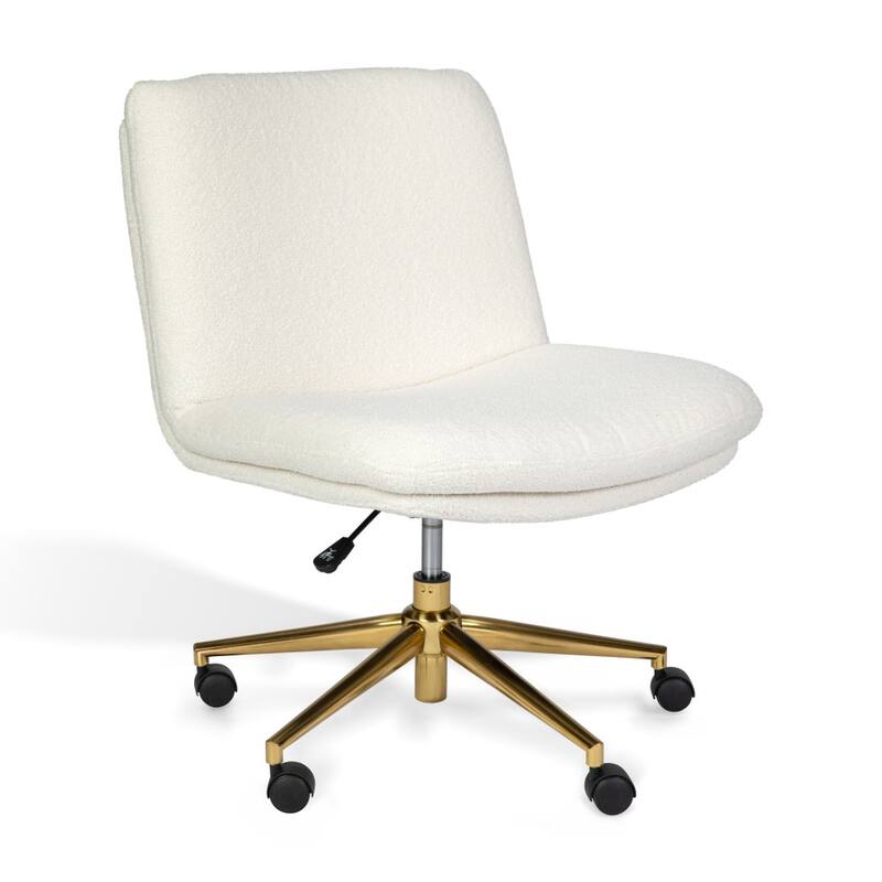 Martha Stewart Upholstered Swivel Home Office Chair with Wide Seat