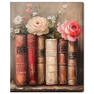 Bookshelf Bouquet III Canvas by Art Remedy, Gallery Wrapped