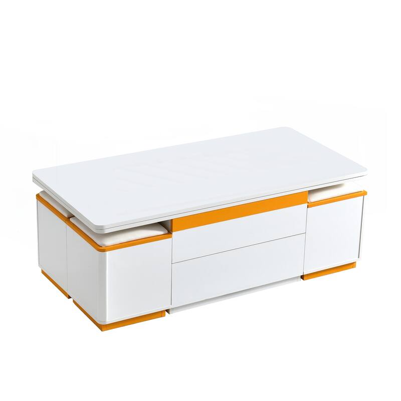 Lift-Top Coffee Table with 4 Storage Stools