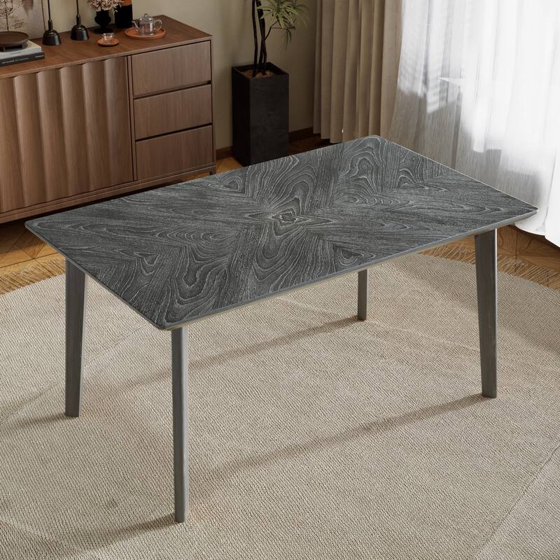 Retro 6-Person Dining Table, Minimalist Rectangular Kitchen Table - Grey