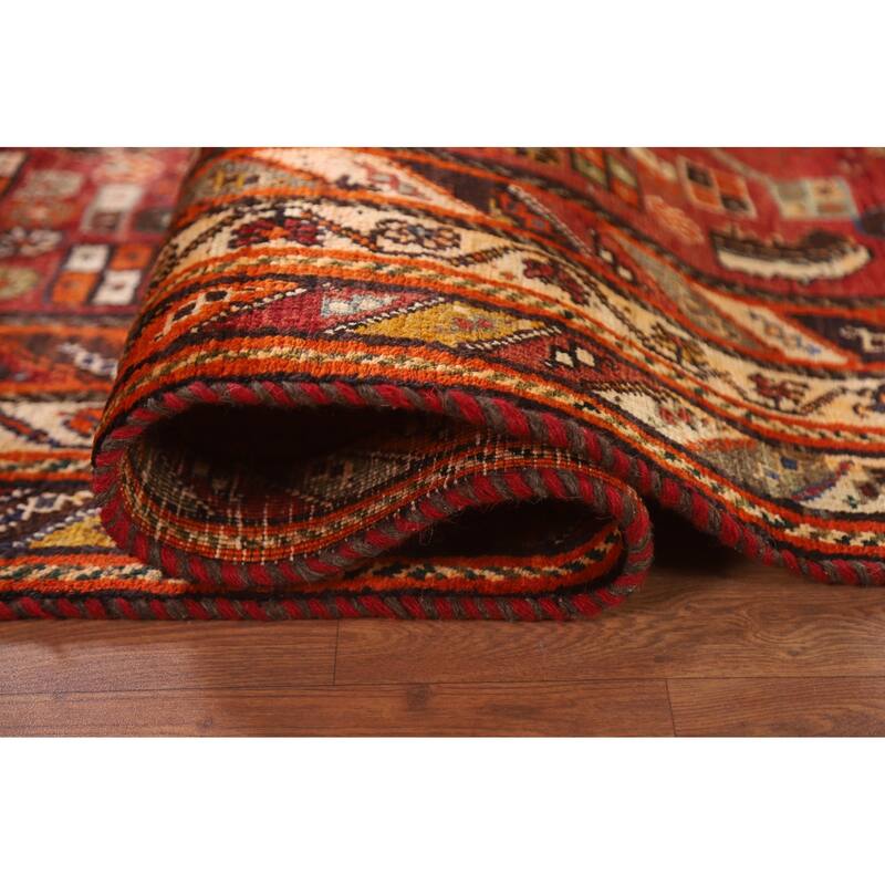 Hand Knotted Oriental 100% Wool Carpet Traditional Tribal Red Kashkoli Area Rug - 8' 2'' X 5' 4''