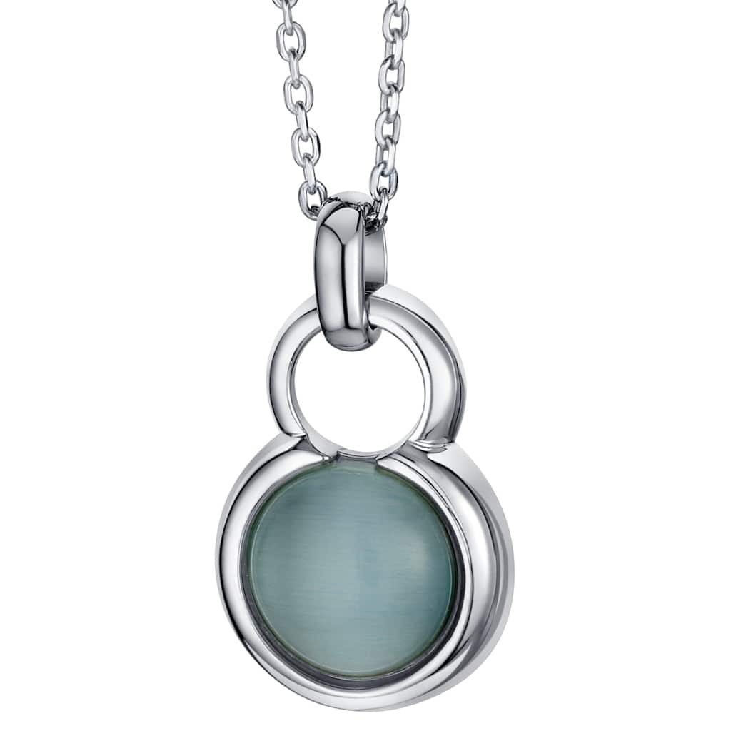 Oravo Sterling Silver Cat's Eye Amulet Charm Pendant, Adjustable Chain