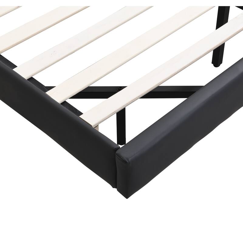 Twin Upholstered Platform Bed with LED Lights, Storage Headboard & USB Ports