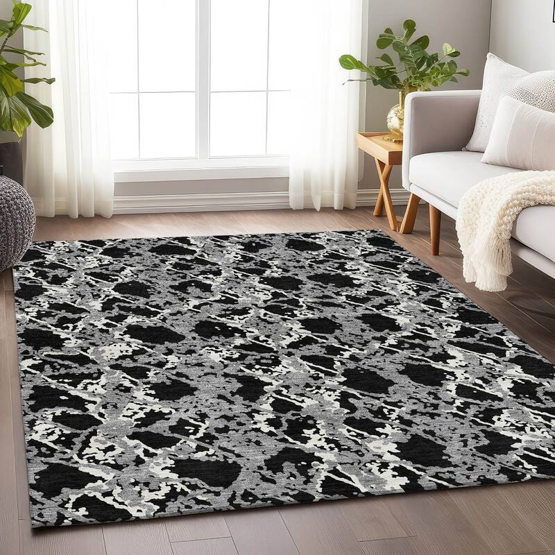 Premium Washable Super Soft Abstract Fusion Mayfield Rug - Black - 5' x 7'6"