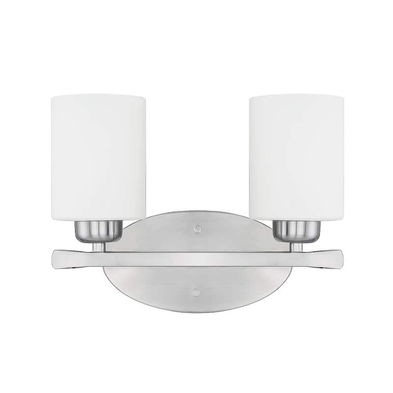Dixon 13-inch 2-light Bath/ Vanity Fixture w/ Soft White Glass - Brushed Nickel