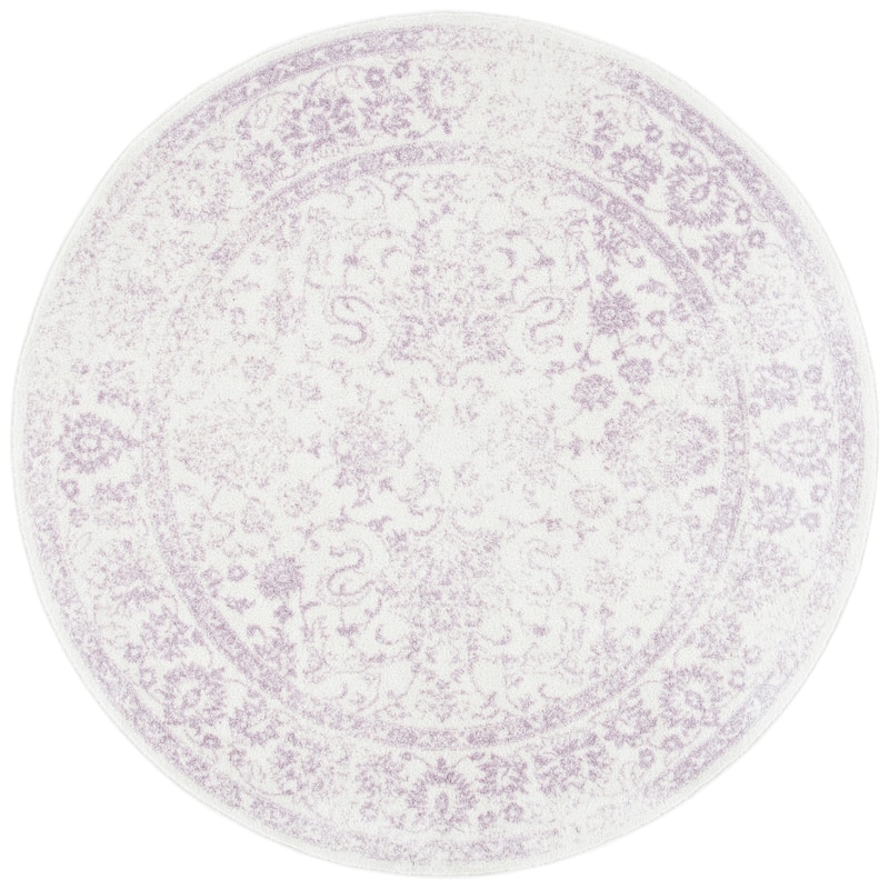 SAFAVIEH Adirondack Dakota Rustic Shabby Chic Distressed Rug - 6' Round - Ivory/Lavander - Round