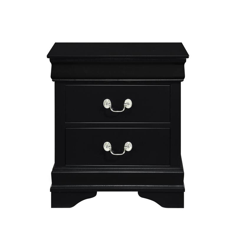 Classic Louis Philippe Black Nightstand, Drawers, Traditional Bedroom Design