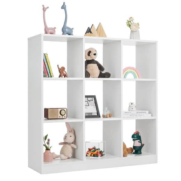 slide 2 of 6, Kids Toy Storage Organizer 9-Cube Kids Bookcase for Books Toys White