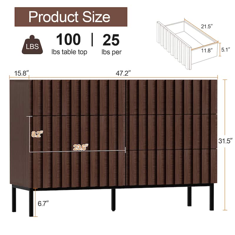 6 Drawers Chest Of Dresser Storage Tower Cabinet Bedroom Organizer