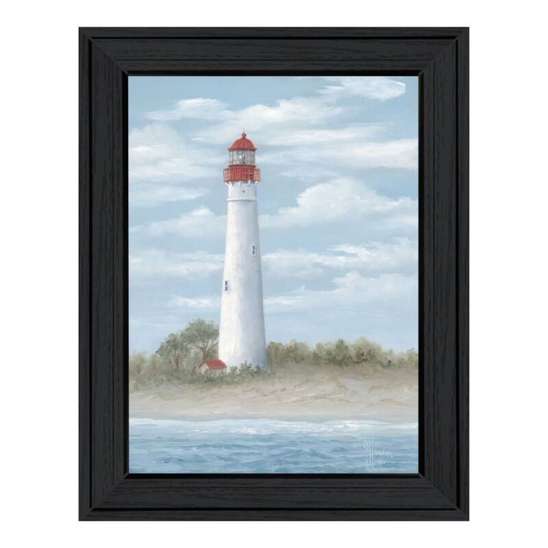 TrendyDecor4U Coastal "Cape May Light" Framed Print Wall Art - Charcoal