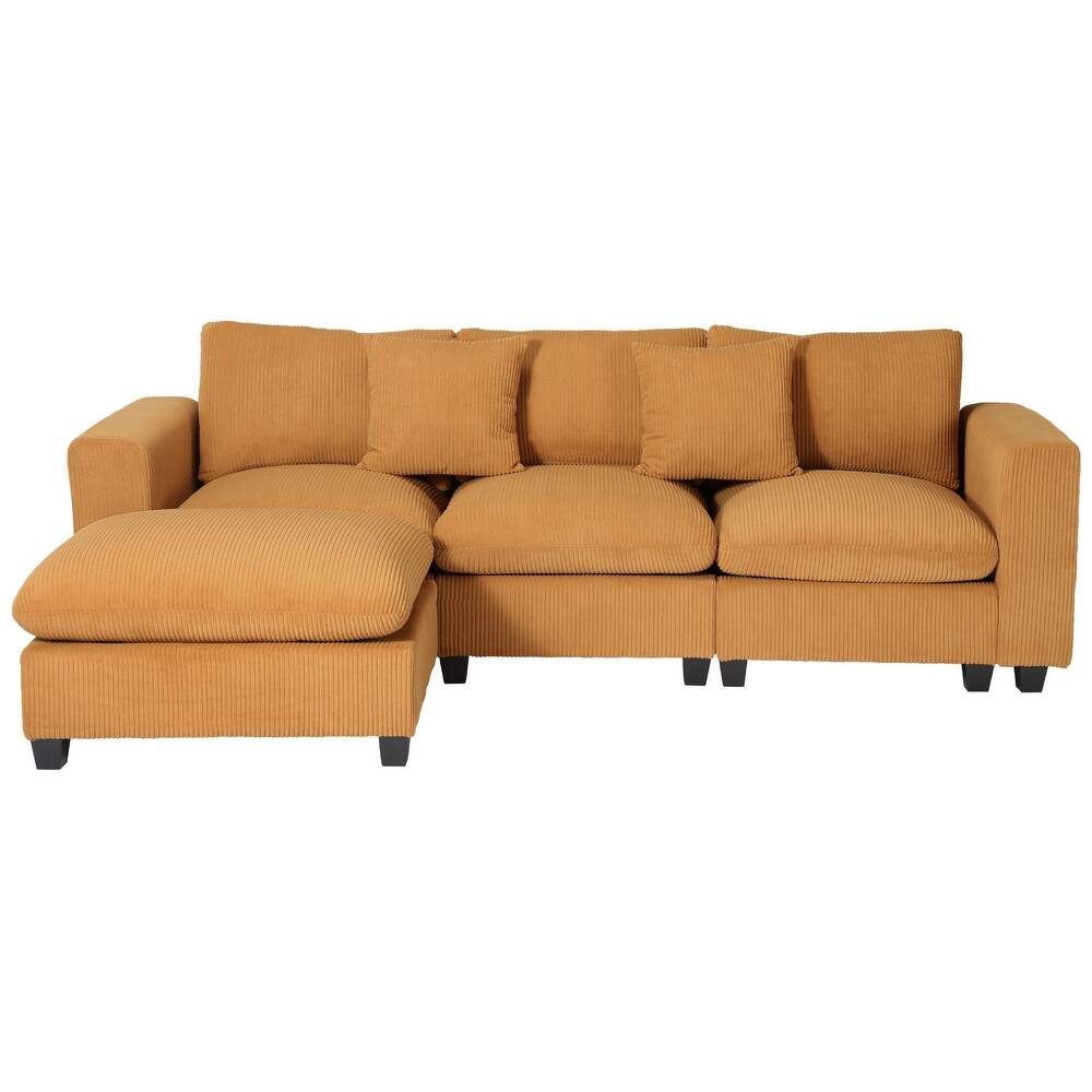 Hamilton 4-Piece Corduroy Upholstered Modular Sectional with USB Port