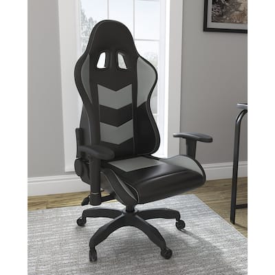 Signature Design by Ashley Lynxtyn Black and Grey Lighted Office Swivel Desk Chair