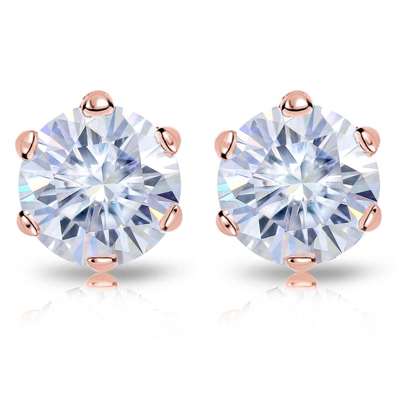 Auriya 1 1/2ctw Round Moissanite Stud Earrings 14k Gold - 5.9 mm