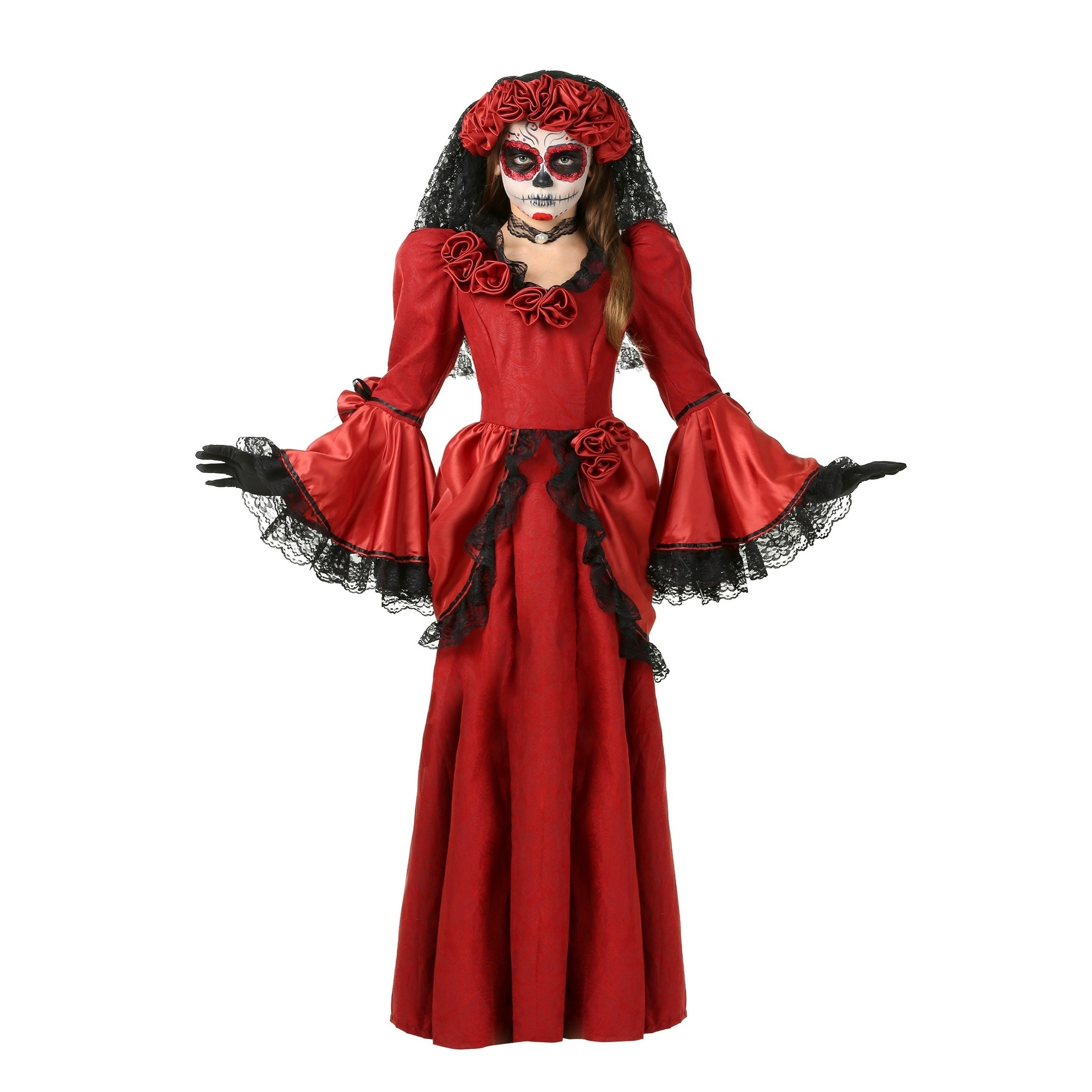 Girls Day of the Dead Rosa Senorita Costume Sugar Skull Dress Child Medium 8-10