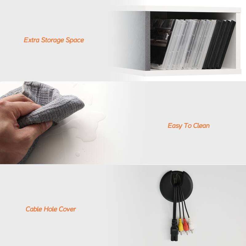 Floating TV Stand Entertainment Center with Open Storage,White and Grey