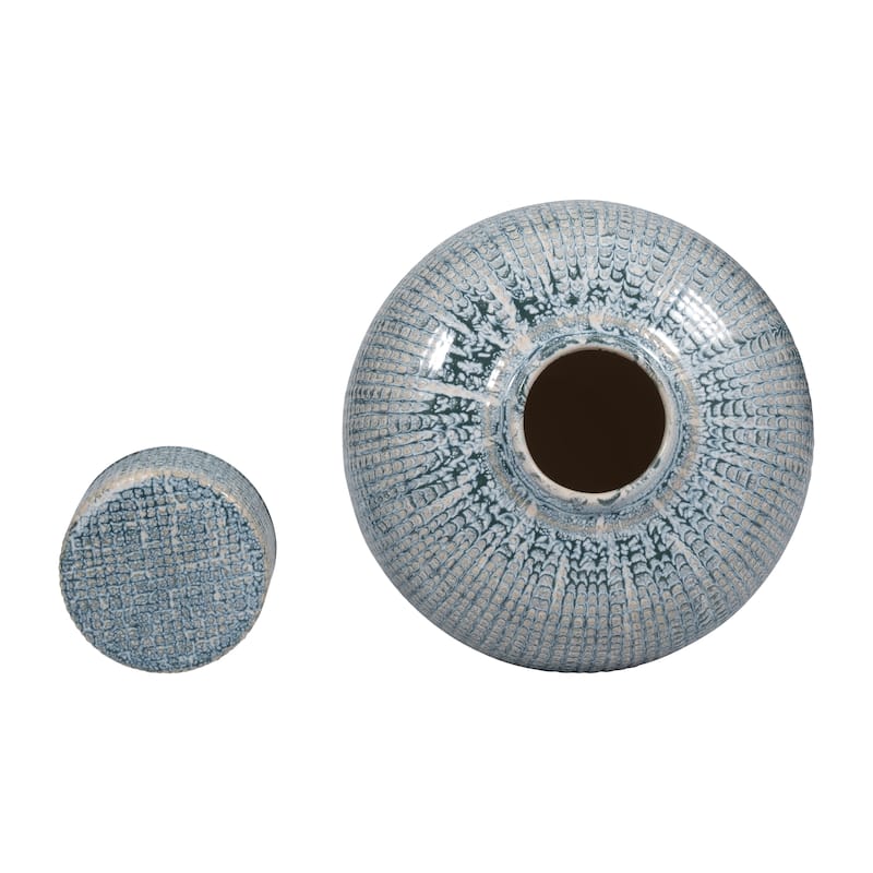 Sagebrook Home Blue Kashion Vase - Stoneware Decor Accent for Modern Living Spaces