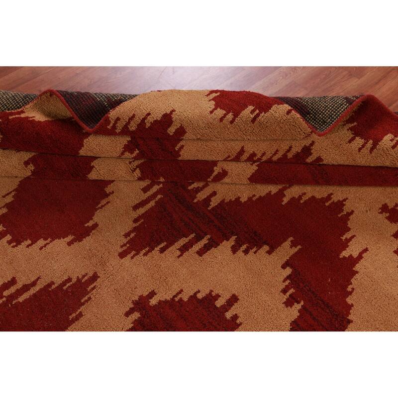 Hand Knotted Oriental 100% Wool Carpet Modern Geometric Oranges & Rust Moroccan Area Rug - 11' 7'' X 9' 5''