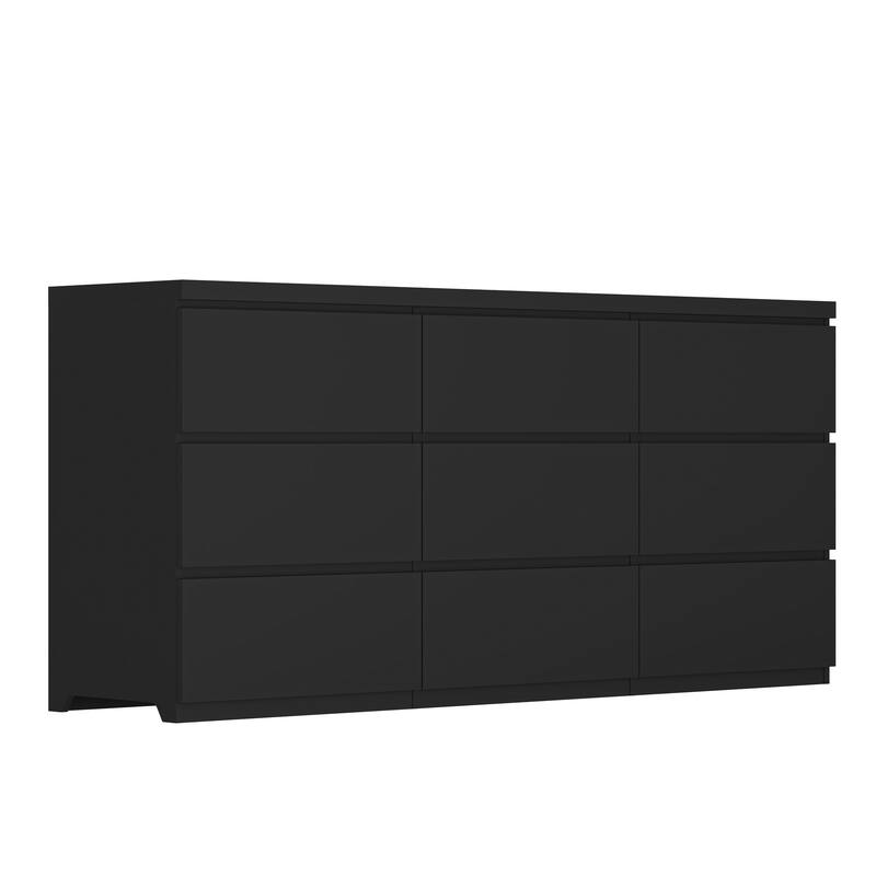 Modern Chest of Drawers with 9 Drawers, Wooden Dresser Clothes Organizer Drawers Cabinet for Living Room Bedroom Hallway
