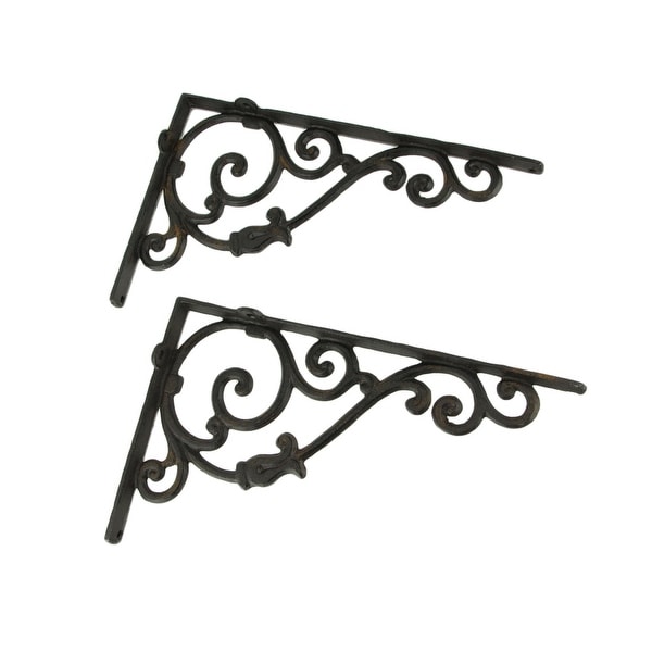 Shop Rustic Brown Cast Iron Scroll Wall Shelf Bracket Set Of 2 8