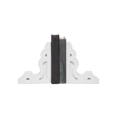 Foreside Home and Garden White Corbel Bookends, Set Of 2