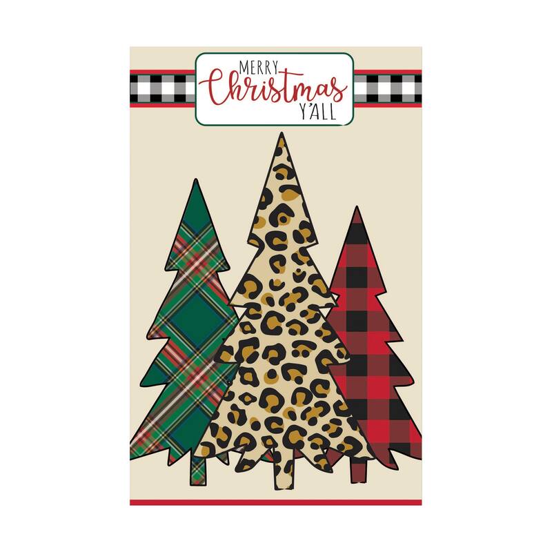 12.5 in. x 18 in. Mixed Print Christmas Trees Garden Applique Flag