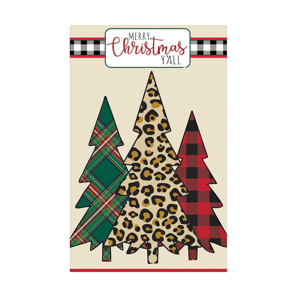 12.5 in. x 18 in. Mixed Print Christmas Trees Garden Applique Flag