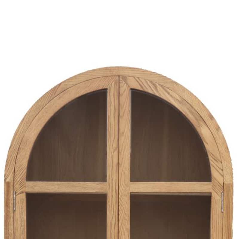 Bely Tall Curio Cabinet, Arch Accent Glass Doors, Black, Brown 83 Inch