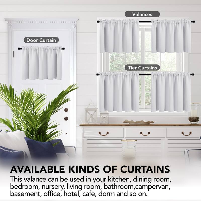 Deconovo Cafe Curtains Rod Pocket Window Short Drapes Tier Pair
