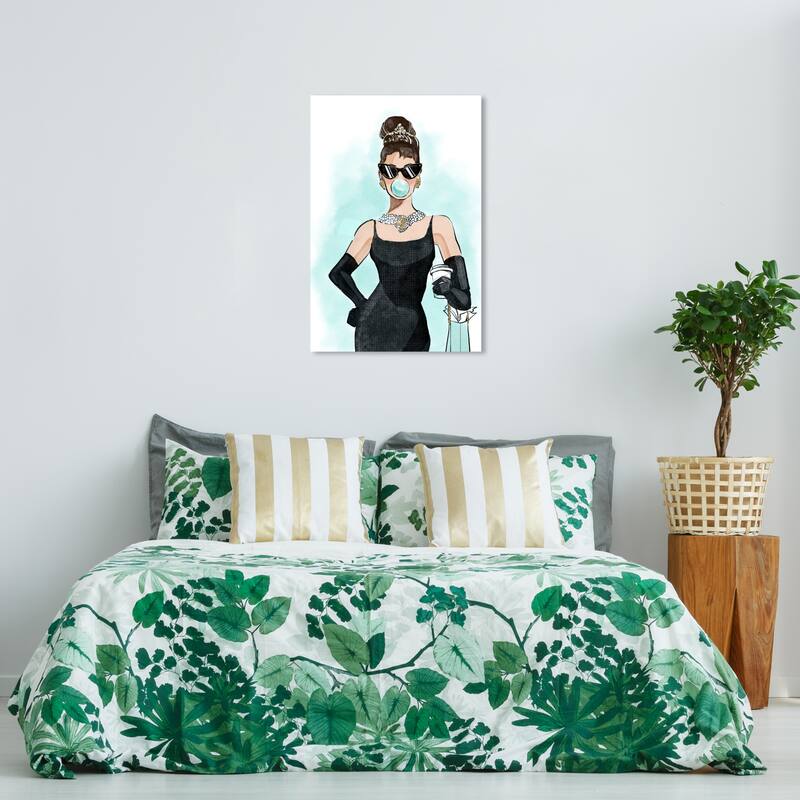 Wynwood Studio Fashion and Glam Shopping Icon Blue and Tiffany Blue Glam Wall Art Canvas Print - 36 x 24