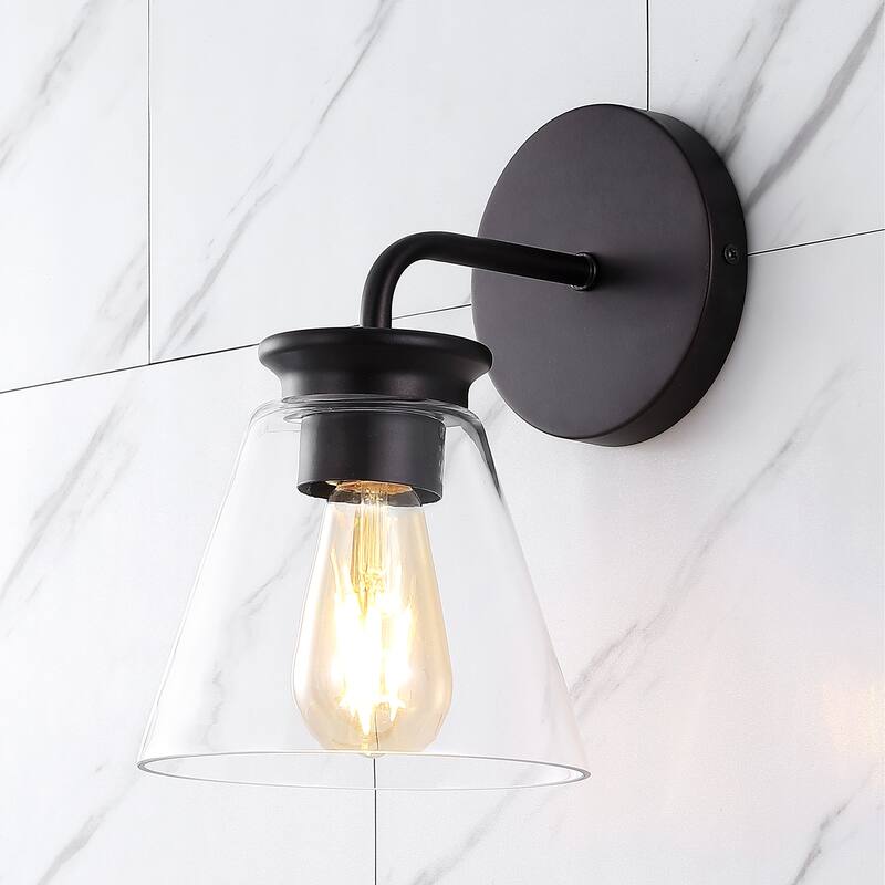 Kondo 6.38" Modern Farmhouse Iron LED Vanity, Oil Rubbed Bronze/Clear by JONATHAN Y
