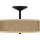 preview thumbnail 3 of 3, Quoizel Zen 3-Light Mystic Black Semi-Flush Mount with Rattan Shade