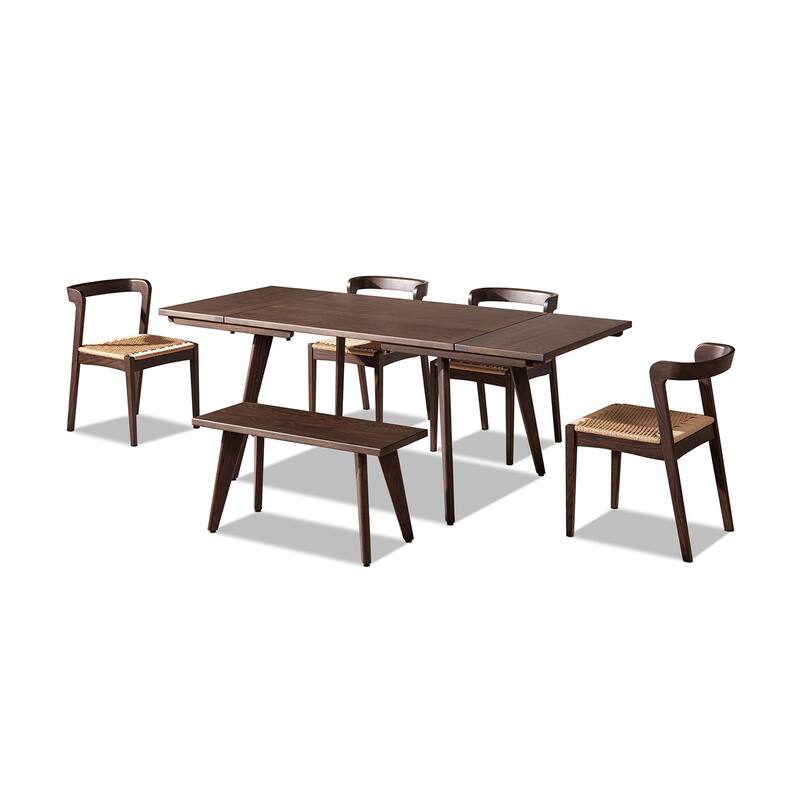 Jennifer Taylor Home Capri Solid Oak Wood Extendable Leaf Dining Set