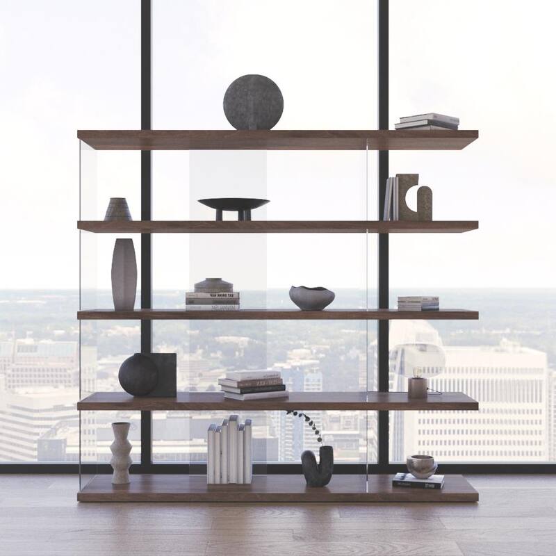 Meble Furniture Gravity Large Freestanding Bookcase - 71" Wide x 66" Tall Modern Open Shelf Storage Unit, Matte Finish