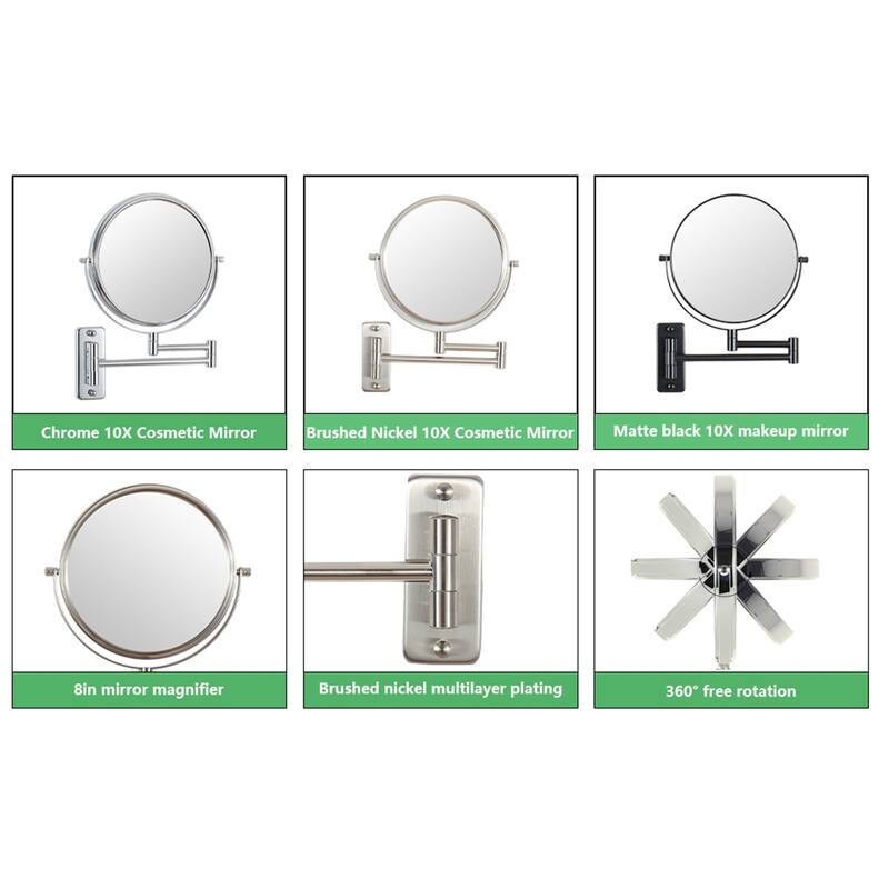 10x/1x Wall Mounted Magnifying Mirror Double-Side Mirrors for Wall