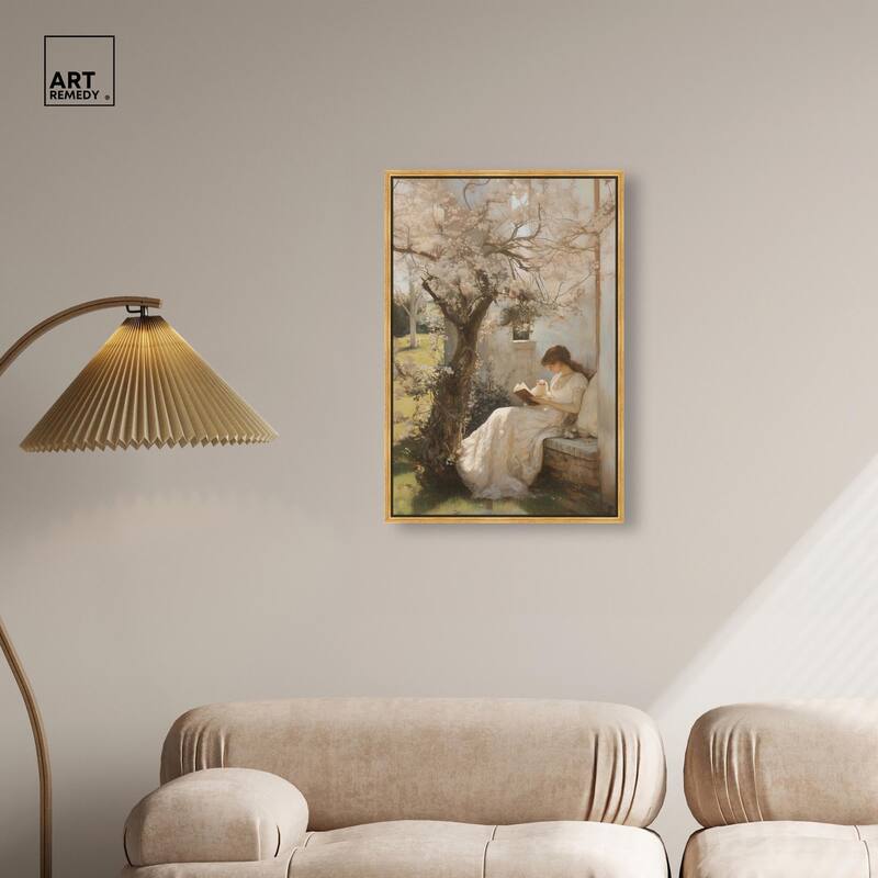 Reading With Her Cat Canvas by Art Remedy