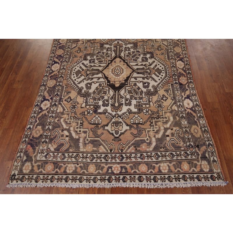 Geometric Bakhtiari Persian Vintage Rug Handmade Wool Carpet - 4'7" x 6'6"