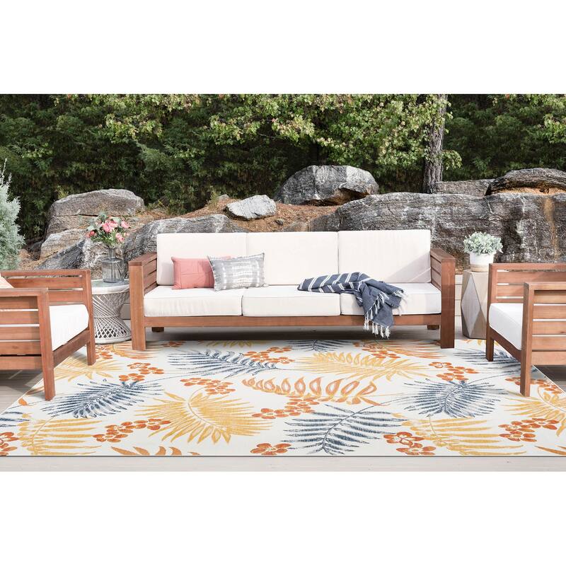Alfresco Nautical & Coastal Floral & Botanical Reversible Indoor/Outdoor Area Rug