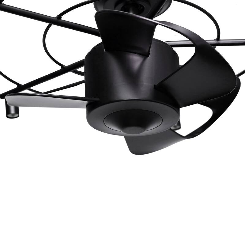 27-in Modern Black 3-Blade Crystal Bladeless Caged Ceiling Fan with Remote and Light Kit - 27-in W x 12.5-in H