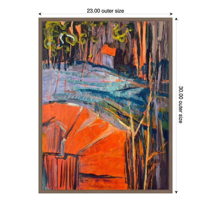 Cadmium Winter Solstice IV by Dorothy Fagan (23 x 30 in.), Framed Canvas Wall Art Print - Sylvie Dark Gold