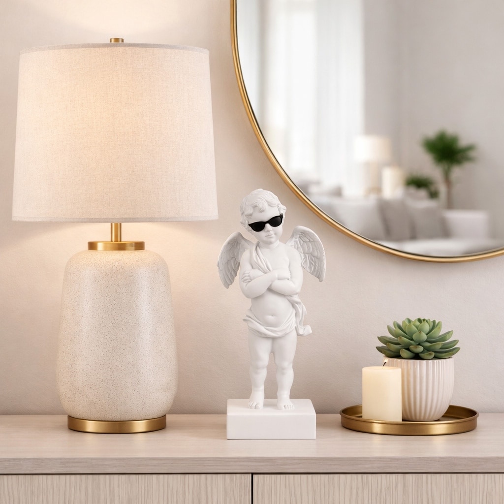 Resin Angel with Sunglasses Figurine - White, 11" - 11.0"