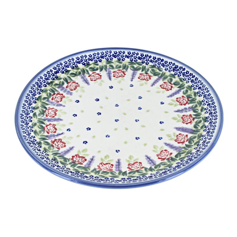 Blue Rose Polish Pottery WR Unikat Dinner Plate - Roses are Red