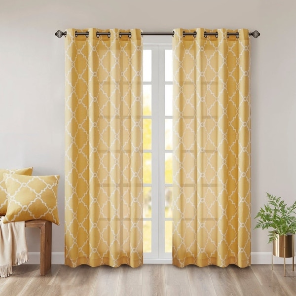 Madison Park Westmont Fretwork Print Pattern Single Curtain Panel. Opens flyout.