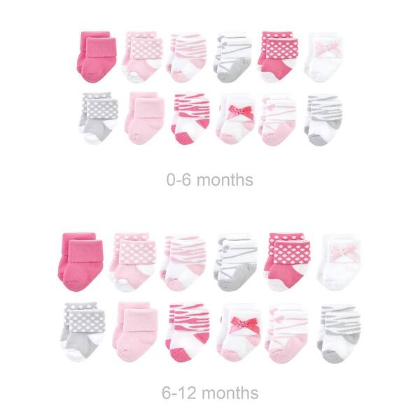 slide 1 of 1, Luvable Friends Infant Girl Grow with Me Cotton Terry Socks, Ballet, 0-6 and 6-12 Months - Ballet 24-Pack Ballet 24-Pack - 0-6 and 6-12 Months