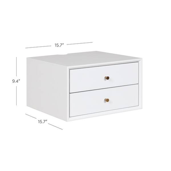 dimension image slide 12 of 14, Nathan James Harper 2-Drawer Mid-Century Side Table