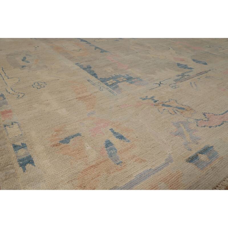 Vegetable Dye Gray Oushak Turkish Area Rug Handmade Wool Carpet - 8'9" x 11'9" - 8'9" x 11'9" - Grey