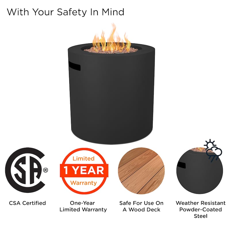 Aegean 24" Round Propane Fire Table in Black by Real Flame