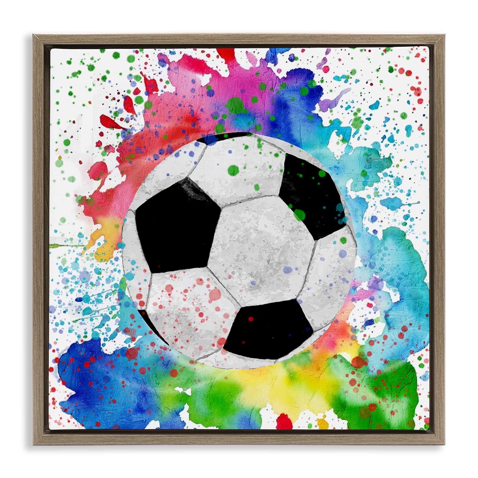 Stupell Vivid Splash & Soccer Ball Framed Floater Canvas Wall Art Design By Kim Allen