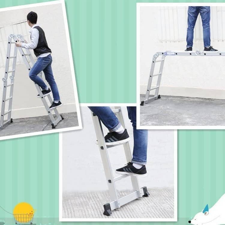 12.5FT Folding Ladder Multi-Purpose Aluminium Extension 7 in 1 Step
