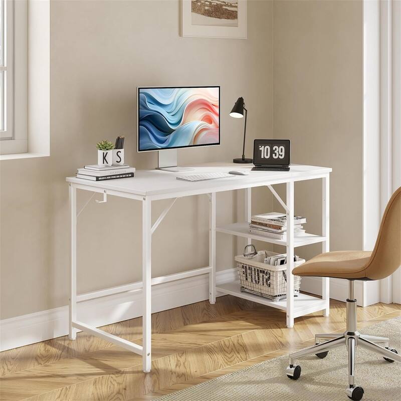 Computer Desk with Drawers and Storage Shelves