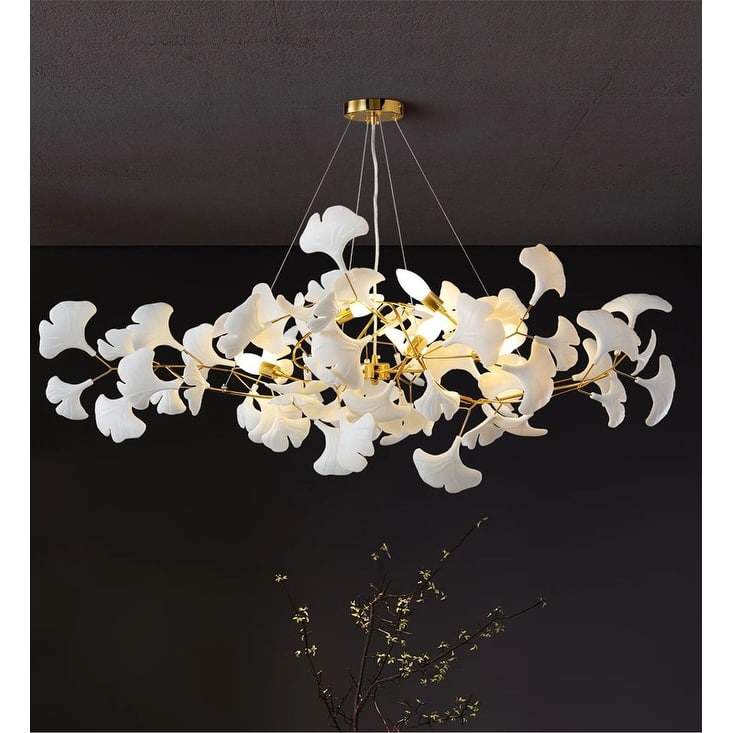 KAYLA Luxury Ginkgo Branch Chandelier for Living Room, Dining Room, Foyer, Kitchen Island - Gold-1200